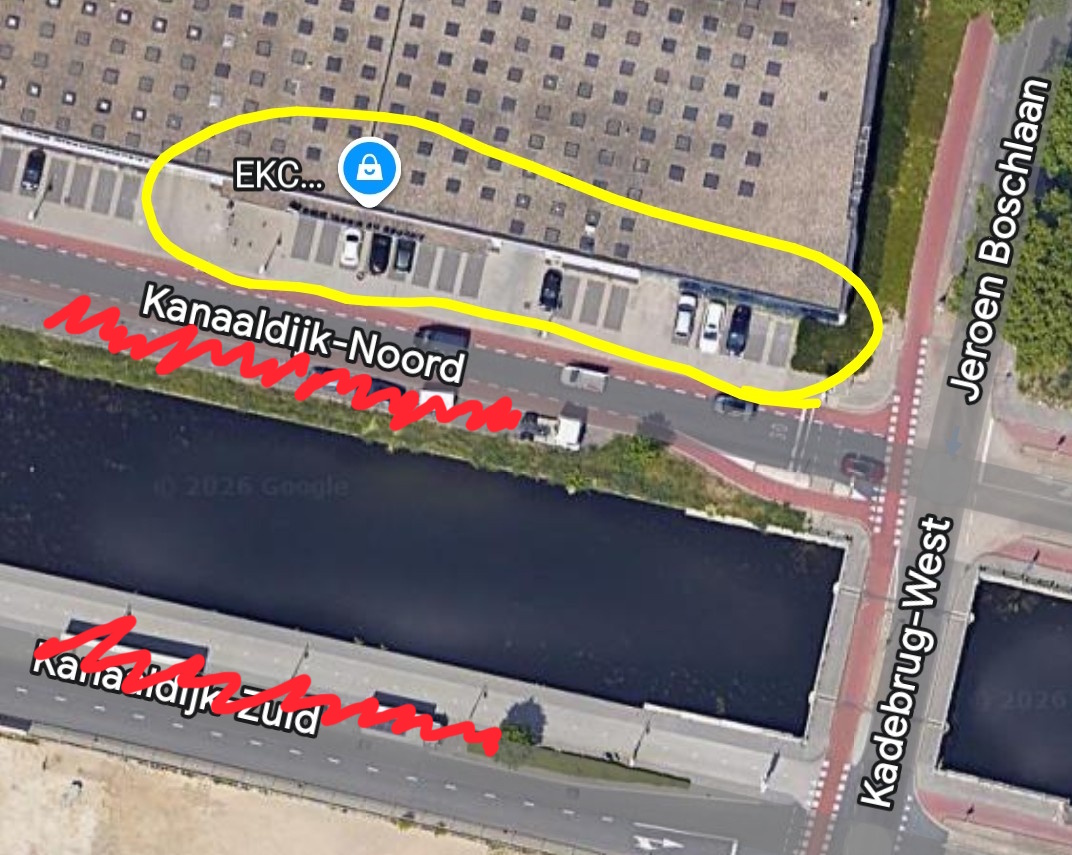 Parkeerplaatsen bij EKC op kaart